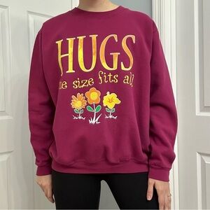 Vintage Sweatshirt Hugs Pink Kawaii Dainty Grandmacore Casual Extra Large